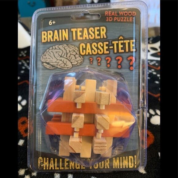 𝅺real Wood Three D Brain Puzzle - Picture 1 of 2